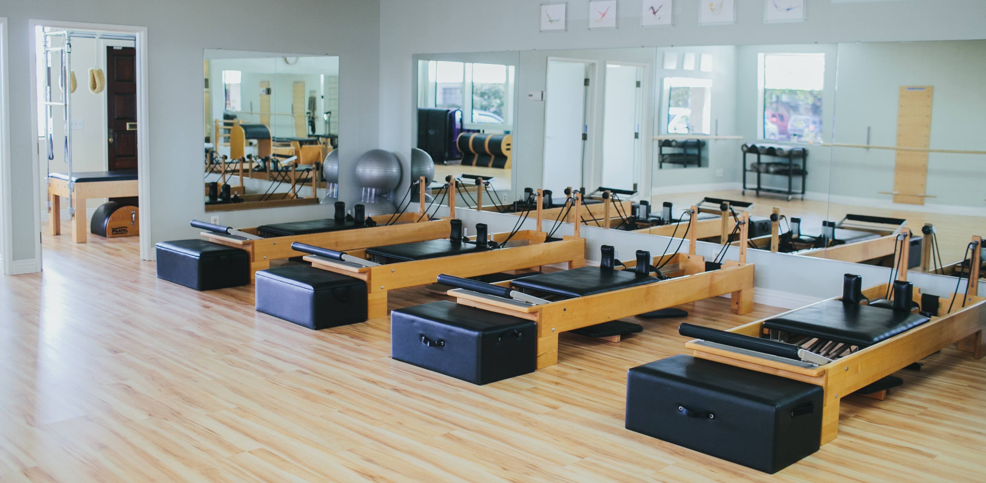 Reformers in the Camarillo Pilates studio.